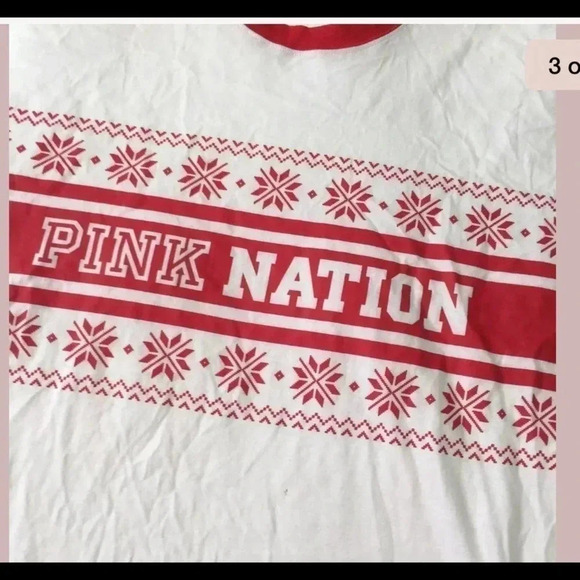 Victoria's Secret PINK HOLIDAY CAMPUS TEE Nordic - Picture 3 of 5
